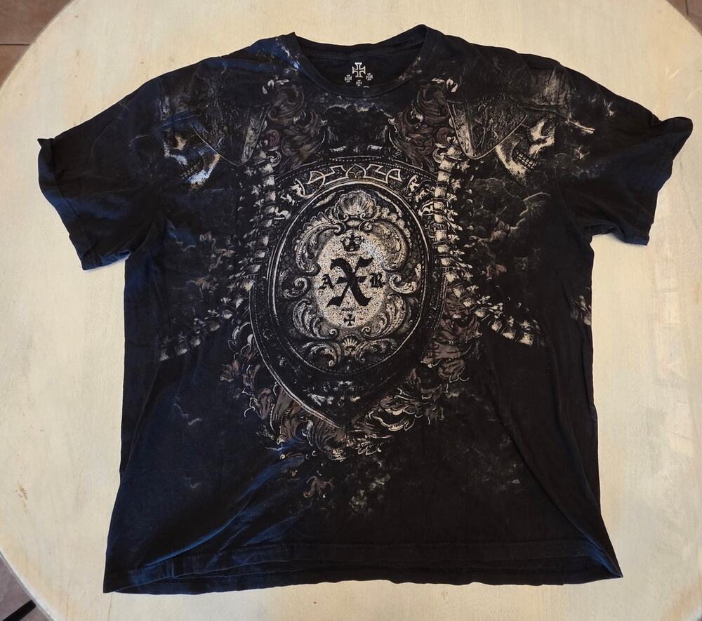 XAR Unlimited Gothic Graphic Y2K Skull Crest Grunge Crewneck Shirt SZ 2XL